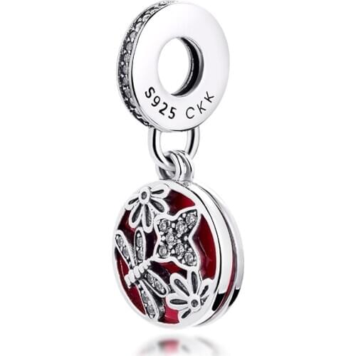 Fit for Pandora Bracelets Springtime Beads with Pink Enamel Authentic 925 Sterling Silver Jewelry Charms Free Shipping