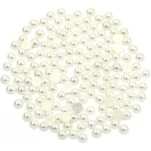 100-1000Pcs Resin Imitation Pearl Bead Flatback Ivory Half Round Cameo Cabochon For Nail Art DIY Craft Jewelry Decoration 2-8mm