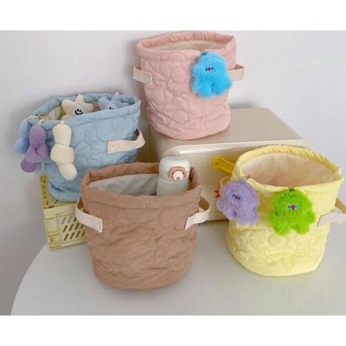 Yeqofcd Candy Colour Cotton Cosmetic Bag Bucket Shaped Toiletry Organizer Toy Sundry Storage Canvas Bags For Women