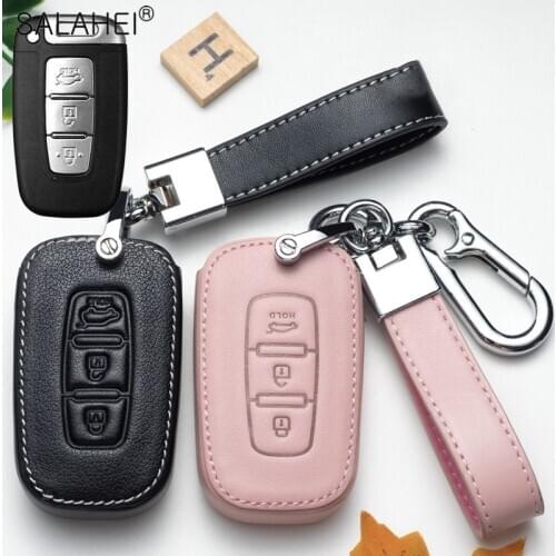 Leather Car Key Cover Case For Hyundai Solaris HB20 Veloster SR IX35 Accent Elantra i30 For KIA RIO K2 K3 Sportage Accessories