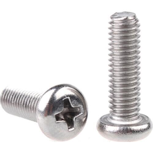 100pcs Phillips Cross recessed pan head Screw 304 Stainless Steel M2/M2.5 3mm/4mm/5mm/6mm/8mm/10mm/12mm/14mm/16mm/18mm/20mm