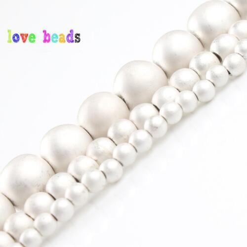 2/3/4/6/8mm Natural Matte Sliver Color Hematite Stone Round Loose Beads for Diy Bracelet Accessories Jewellery Making 15