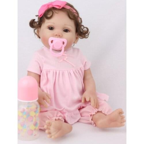 45CM real size Original NPK bebe doll reborn toddler girl pink princess bath toy very soft full body silicone girl doll surprice