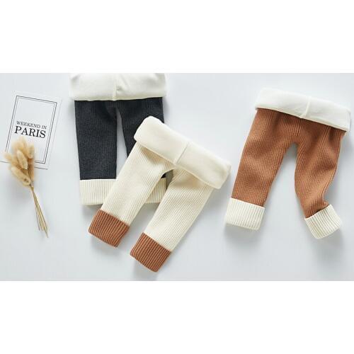Angoubebe B94K03 95% Cotton Plus Velvet Warm Infant Baby Girl Leggings Pants Long Trousers for Winter Autumn Spring