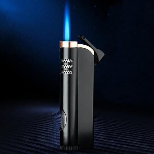 Metal Lighter Windproof Gas Lighters Blue Flame Small Torch Refillable Butan Thin Outdoor Portable Creative Cigarett Lighter