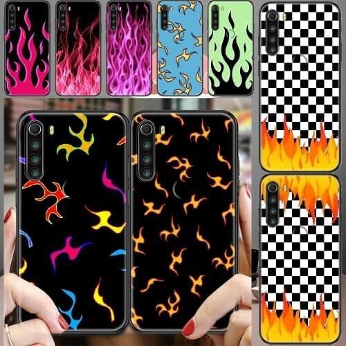 Fashion Flames Fire Phone case For Xiaomi Redmi Note 7 7A 8 8T 9 9A 9S K30 Pro Ultra black fashion shell soft cell cover art