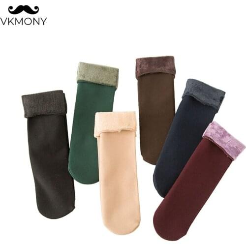 Women warm socks thickened autumn and winter woman socks girl snow socks 3pairs/lot VKMONY