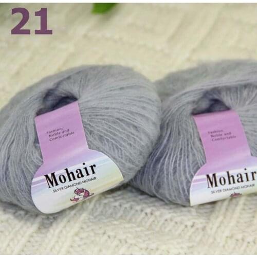 Sale New 2BallsX25g Luxury Soft Mohair Warm Wrap Shawl Hand Kniting Crochet Yarn 291-21 Gray