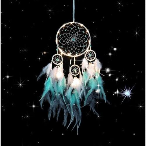 Holiness Wind Chime Pendant White Blue Feathers Hanging Art Gifts Girl Heart Dream Catcher Room Decor Crafts Home Ornament