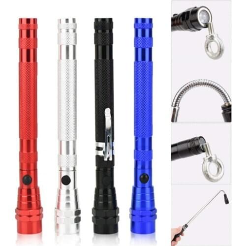 3 LED Portable flashlight Flexible Head Flashlight Torch with a magnet Telescopic Flexible lamp Pick Up Tool Lamp Light
