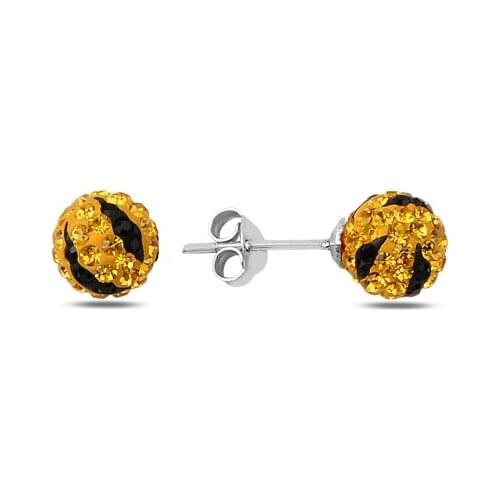 Silverlina Silver Zircon Stone Ball Earrings