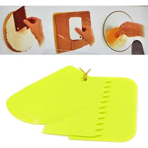 3Pcs Cream Scraper Smoother DIY Cake Decorating Fondant Pastry Cutters Baking Spatulas Tools