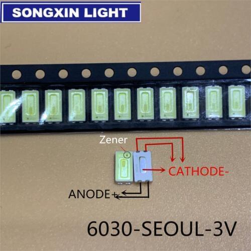 500pcs/LOT SEOUL SMD LED 6030 3V 6V 1W Cold White For TV Backlight LED Beads Backlight LED Beads best quality