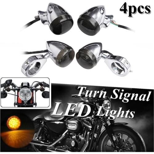 Motorcycle LED Turn Signal Light w/ 39MM & 41MM Mounting Click-On for Harley Dyna Softail 883 Custom Indicator Signals Lights