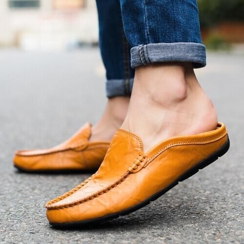 Genuine Leather Mens Shoes Korean-Style Moccasin-Gommino Mens Fashion British Casual Loafers Mens Shoes Men Mens Shoes