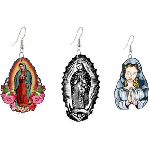 Vintage Mary Acrylic Earrings for Women Trendy Vintage Colorful Dangle Earrings Custom Design Earrings Fashion Jewelry Female