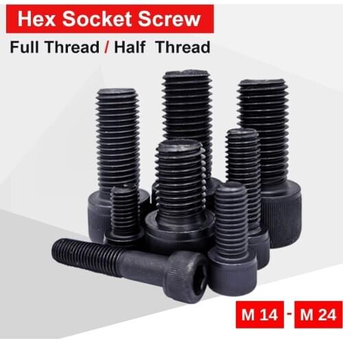 Hexagon Hex Socket Cup Head Screw Bolts M14 M16 M18 M20 M24 carbon steel screws black color din 912 grade 12.9 for machinery