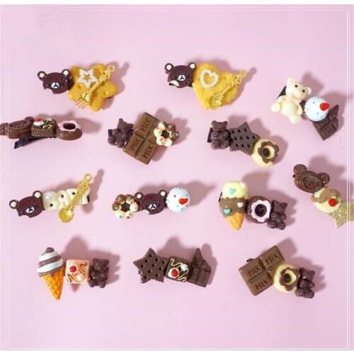 Lolita girl Chocolate Bear Side Clip Headband Hairpin Headdress Coffee women Hair Accessories B1370