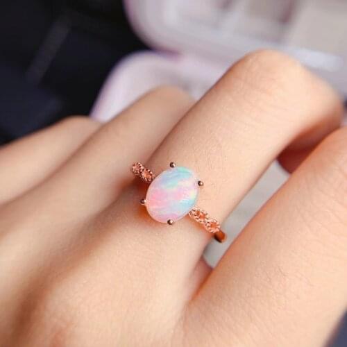 Natural Opal Woman Rings Change Fire Color Mysterious 925 Silver Various Color Gemstones 8*10MM