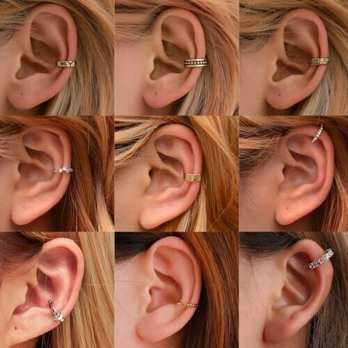 Woman earrings fashion 2020 fake piercing clips safety pin clips without puncture minimalist jewelry Circle lesbian earrings