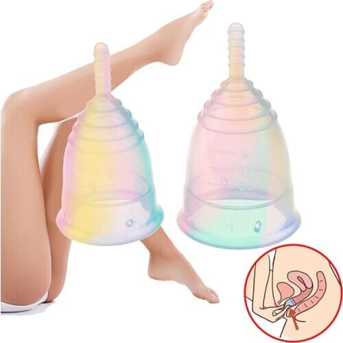 Colorful Women Cup Feminine Hygiene menstrual Lady Cup Health Care Period Cup Medical Grade Silicone Menstrual Cup 1PCS