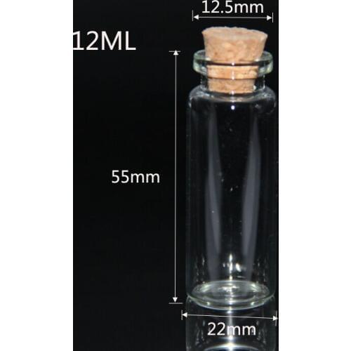 10pcs 22*55mm Small Cute Cork Stopper Storage Glass Bottle Vials Jars Containers Wedding Small Wishing Bottle Glass with Cork