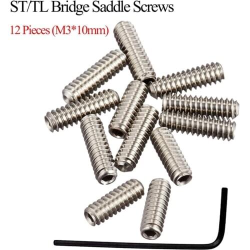 12 Pcs/set Guitar Bridge String Saddle 3mm*10mm Standard ST/TL Electric Guitar Bridge String Screws + Hexagon Wrench Guitarra