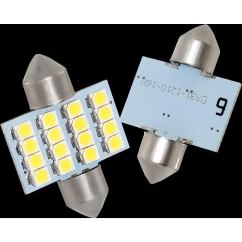 2pcs 31mm C5W C3W DE3021 6428 Festoon 16 led 3528 smd Car Licence Plate Light Auto housing Interior Dome lamp Reading Lights 2X