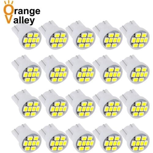 20pcs Super Bright T10 8 LED SMD 194 168 192 W5W 1206 Interior Light Super Bright Auto 7 Colors Styling Bulbs Wedge Lamp 12V