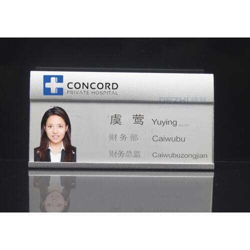 80X42mm Metal Name Badge Holder with Inner Paper, Pin/Magnet Name Plate for Manager Staff, 20pcs/lot, Free to Print LOGO