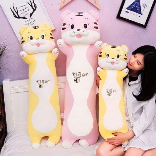 85/110CM New Kawaii Long Striped Tiger Soft Stuffed Plush Toy Pillow Cotton Cute Doll for Children Baby Girls Birthday Gifts