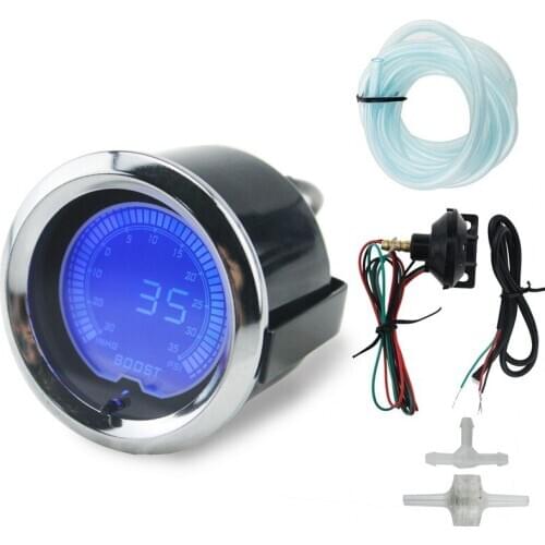 1Pc 12V 2''52MM 7 Colors Backlight Digital Car Pressure gauge Car Turbo Boost Gauge with LCD digital display car display boost