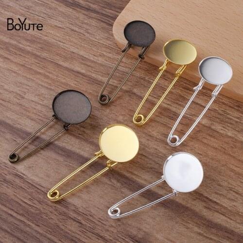 BoYuTe Custom (200 Pieces/Lot) Fit 13*18MM 18*25MM Oval Cabochon Brooch Blanks Tray Base Diy Brooch Pins Accessories