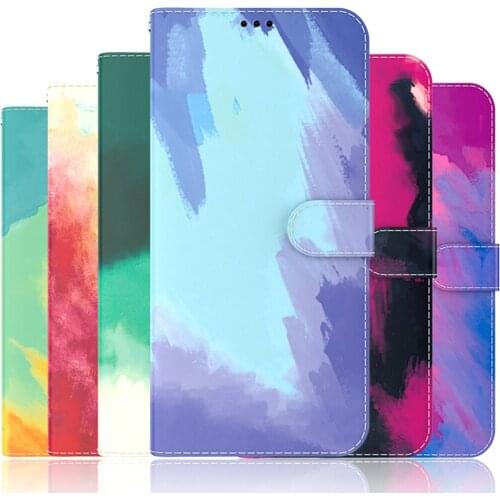 Redmi 9T T9 2021 Luxury Watercolor Flip Case for Xiaomi Redmi 9T 9 T Leather Card 360 Protective Cover Redmi 9T Stand Funda