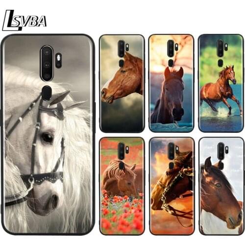 Black TPU Soft Cover Animal Horse for OPPO A9 2020 Reno 10X ZOOM ACE 4 3 2 Z F Pro 4G 5G Phone Case