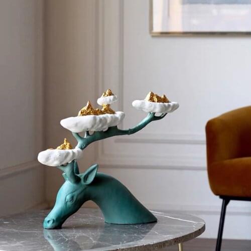 Moder Cast Iron Crafts Hotel Lobby Porch Sales Office Soft Decoration Living Room Large Deer Head Statue Decoration Artwork