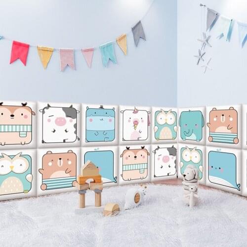 Baby Anti-Collision Wall Stickers Soft Pack Bed Headboard Kids Room Decor Tatami Self-adhesive 3D HeadBoards Pegatinas De Pared