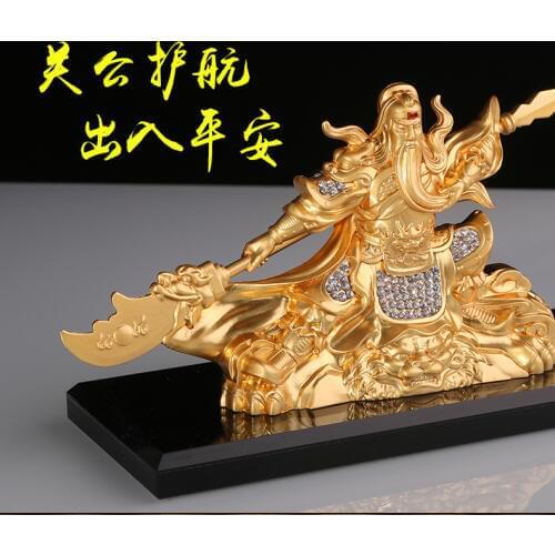 HOME OFFICE SHOP Money Drawing Martial God of wealth GOLD Guan gong Guan di FENG SHUI statue-CAR Safe Talisman Protection