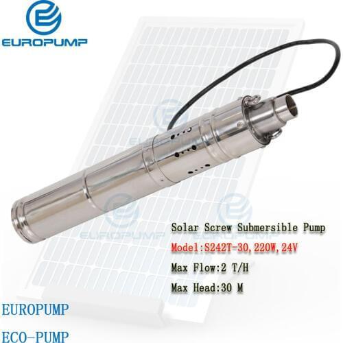 EUROPUMP MODEL(S242T-30)DC brushless 2000L/H 30m lift solar water pump for deep well and home water supply wiht built-in control