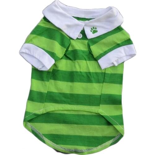 Pet T-shirt Elastic Breathable Cotton Soft Dog Lapel Striped Shirt For Summer Dogs And Cats Pure Cotton Breathable Fashion Top