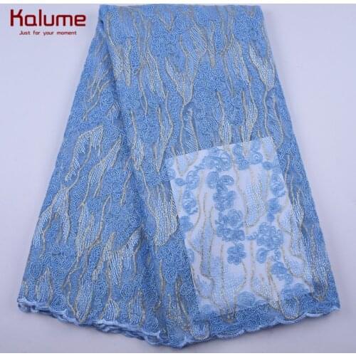 Kalume Unique Style African Sequins Lace Fabric Rope Embroidery French Mesh Lace Fabric For Party Wedding Nigerian Laces 2059