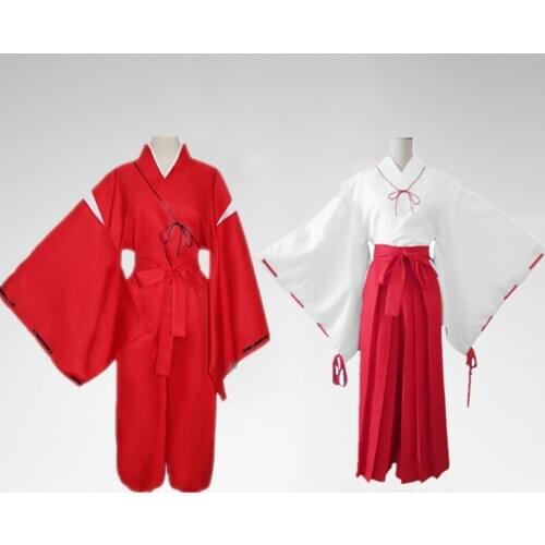Inuyasha Cosplay Costume Kikyo Kimono Full Set Inuyasha Halloween Accessories Ear Necklace Nails Socks