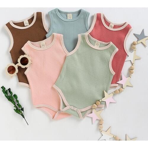 Summer Infant Baby Boy Girl Clothes Brand Sleeveless Solid Color Romper Jumpsuit Baby Boy Girl Summer Outfits baby bodysuit