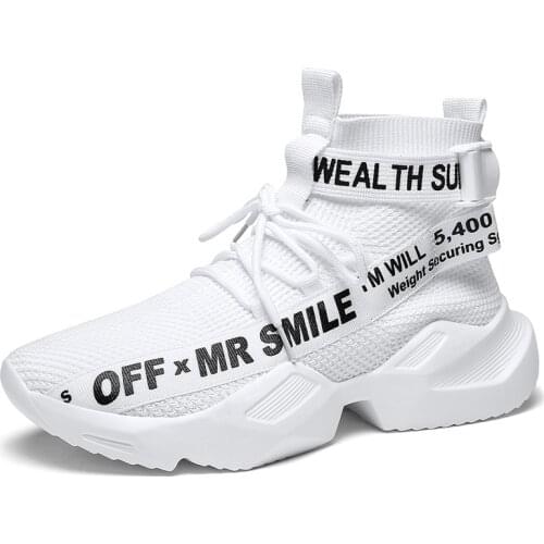 2021 Spring Mens High Top Fashion Sneakers Trend Hot Comfortable Mesh Man Casual Shoes Outdoor Non-slip Breathable Men Shoes