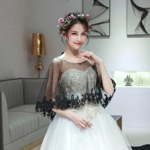 High Quality Lace Bridal Wraps Elegant Women Evening prom Cape Bolero Mariage Bride Wedding Party Jackets Wrap