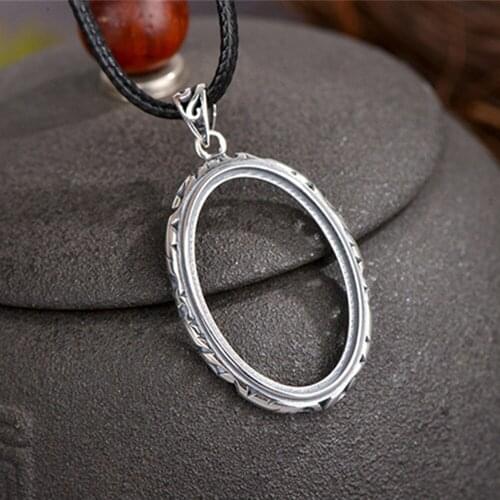 Pendant Blank (20x30mm Oval Blank) Antique Style Thai Sterling Silver Oval Cabochon Pendant Setting P220B
