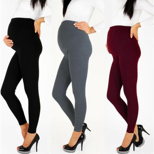 Pregnant Women Warm Soft Maternity Stretchy Slim Skinny Leggings Pregnancy Pants Solid Black