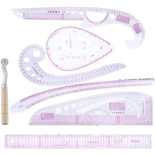 7PCS Cutting Ruler DIY Clothing Sample Grading Sewing Tailor Curve Cutting Rulers Multifunctional Plastic Patchwork Tool