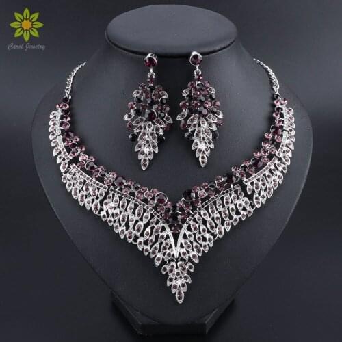 Fashion Necklace Earring Sets Vintage Bridal Jewelry Sets Rhinestone Party Wedding Costume Accessories Decoration Gift for Women