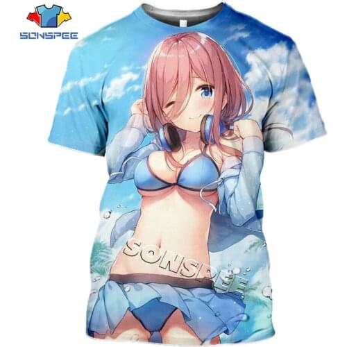 The Quintessential Quintuplets Print Anime Girl Nakano Miku T-Shirt Summer Casual Mens T Shirts Fashion Funny Short Sleeve Tees